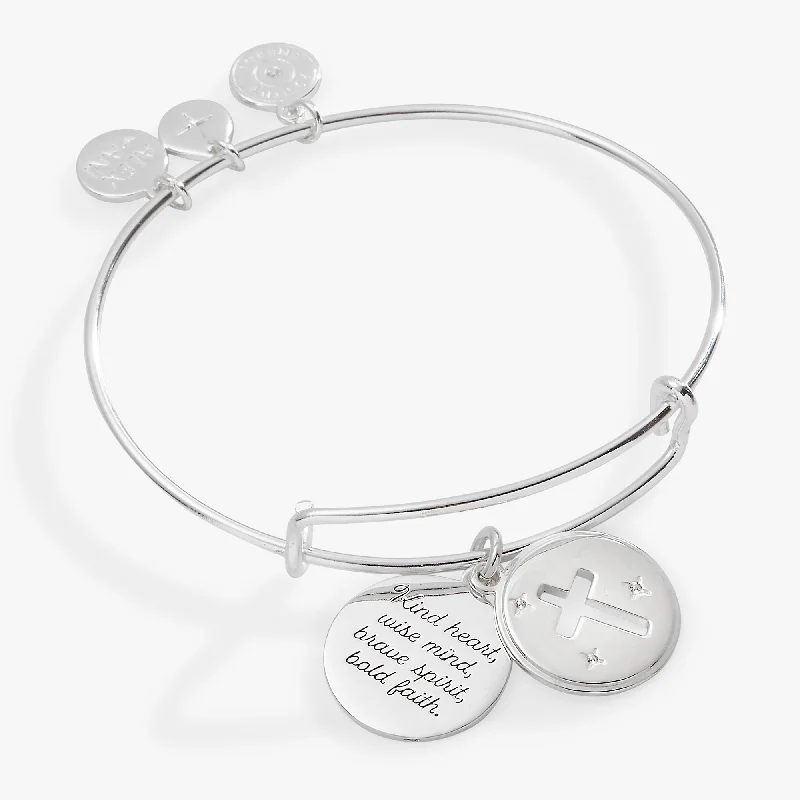 women's bracelets anniversary gift -Hidden Message Cross Affirmation Bangle