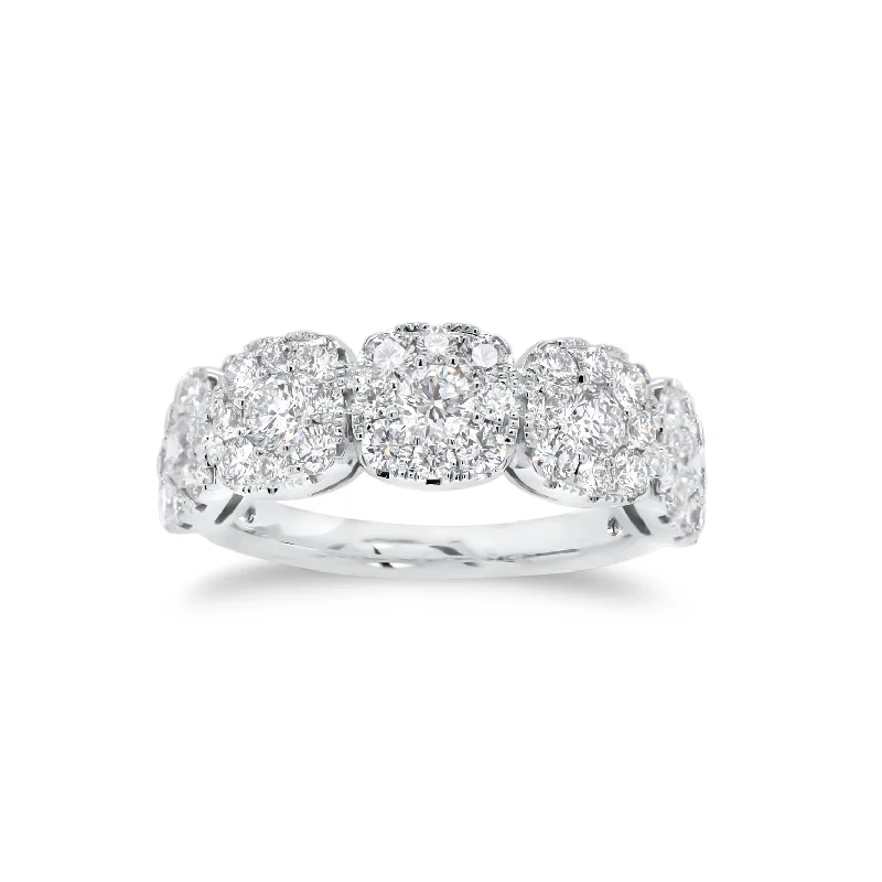 women's engagement rings with vintage diamond -Diamond Cushion Wedding Band