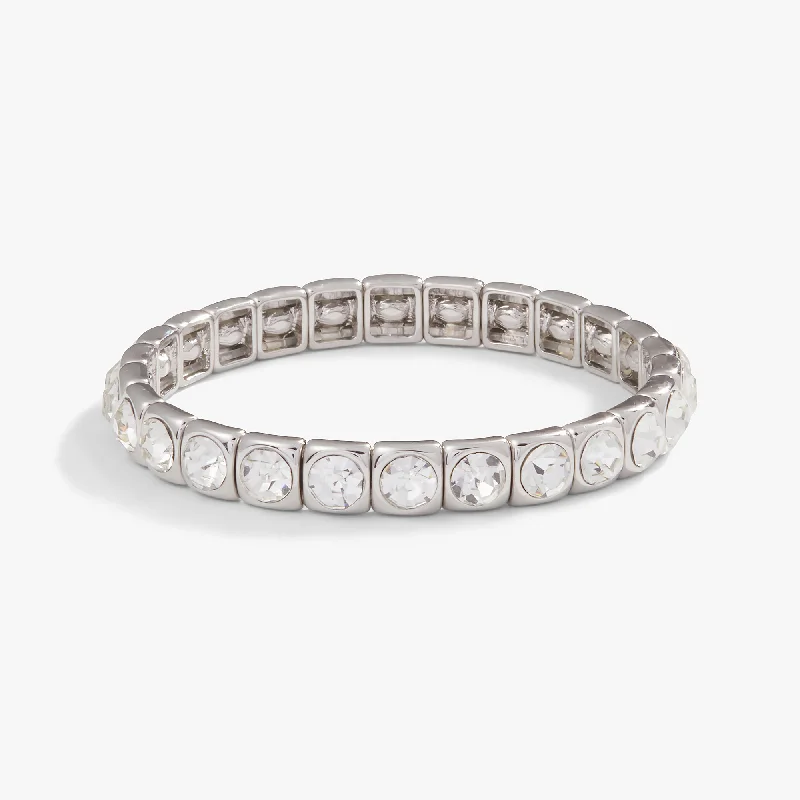 women's bracelets antique design -Crystal Stretch Bracelet, Clear Crystal