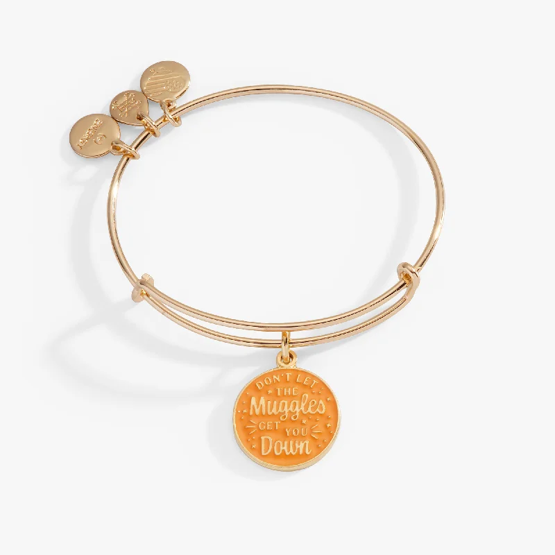 women's bracelets engraved love message -Harry Potter™ 'Don't Let The Muggles Get You Down' Charm Bangle Bracelet