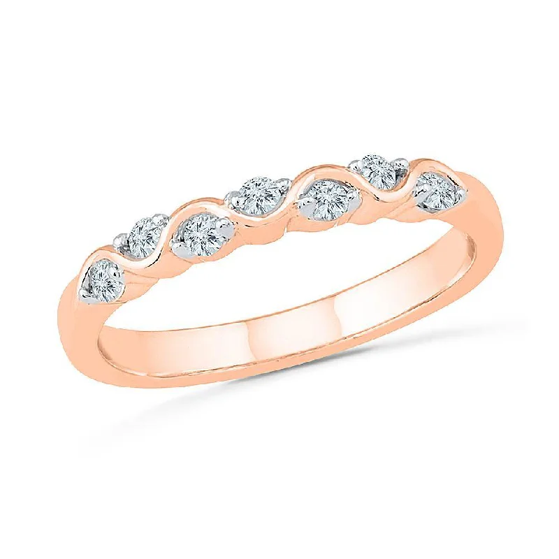 women's engagement rings unique gemstone -Wedding Band with Alternating Diamond Accents