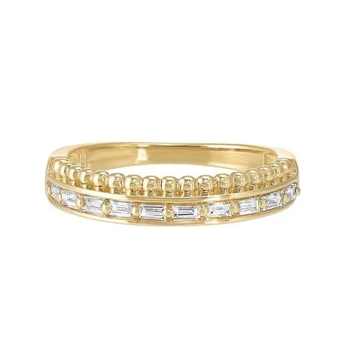 women's engagement rings yellow diamond -Diamond Double Decker Anniversary Wedding Band in 14k Yellow Gold