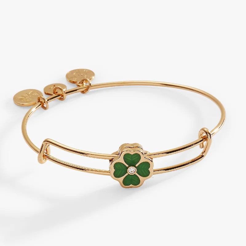 women's bracelets star charm -Four-Leaf Clover Slider Charm Bangle