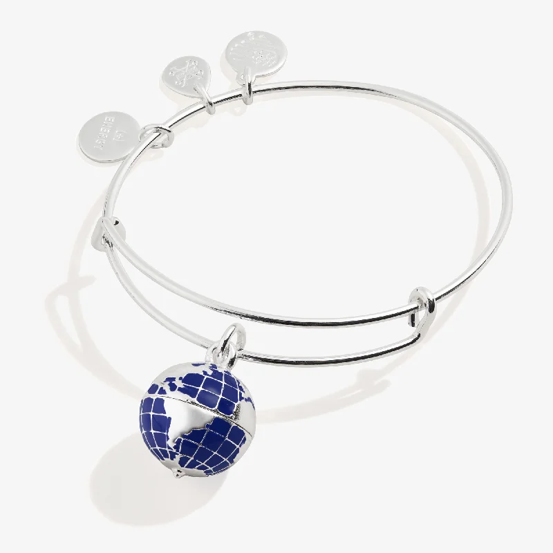 women's bracelets gemstone crystal bracelet -Globe Charm Bangle Bracelet