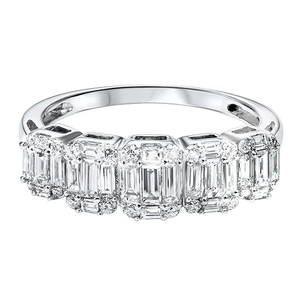 women's engagement rings with unique shape -Diamond ¼ Eternity Baguette Stackable Wedding Band in 14k White Gold (1 ctw)