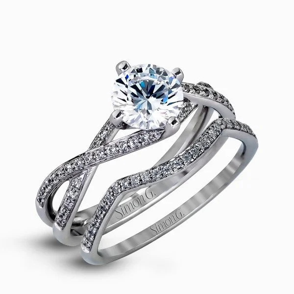 women's engagement rings cushion halo design -18K WG Diamond Wedding Set