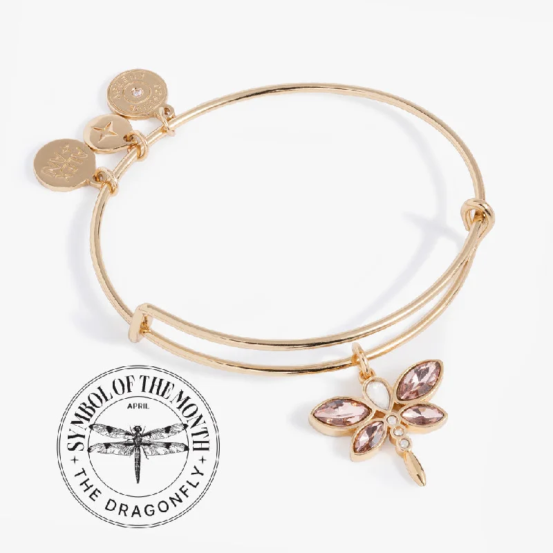 women's bracelets vintage-inspired filigree -Crystal Dragonfly Bangle