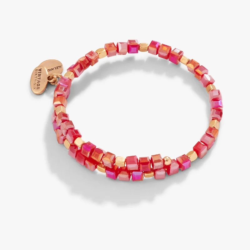 women's bracelets mixed metals -Dazzle Beaded Wrap, Raspberry