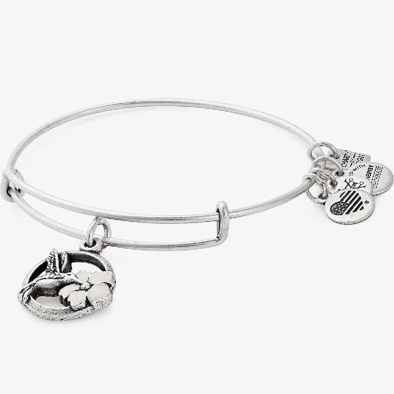 women's bracelets romantic heart design -Hummingbird Charm Bangle Bracelet