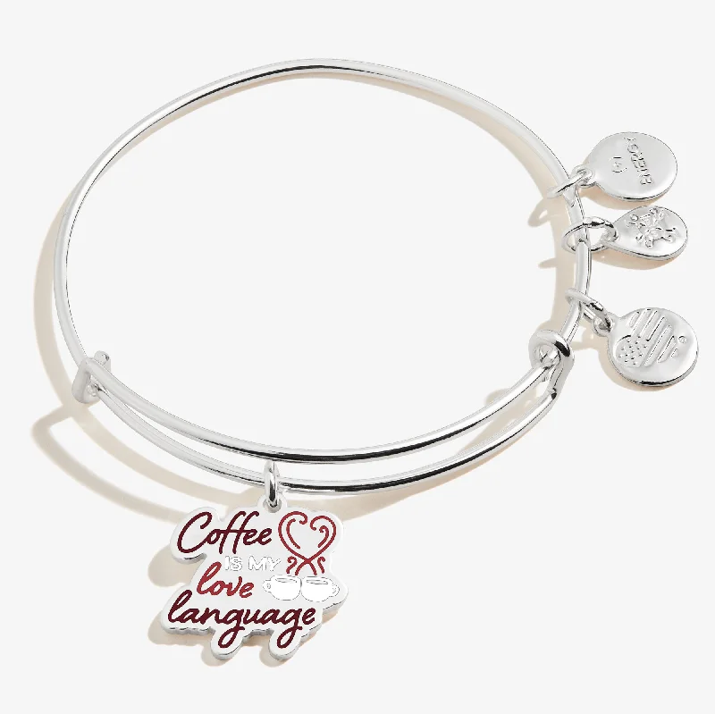 women's bracelets pearl -Coffee is My Love Language Charm Bangle Bracelet