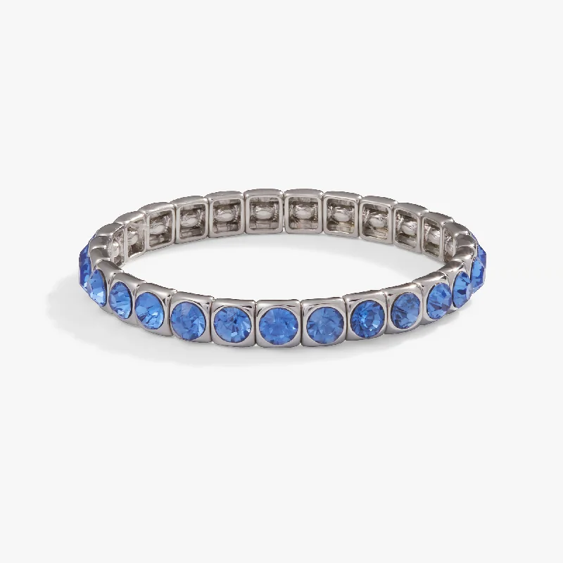 women's bracelets statement piece -Crystal Stretch Bracelet, Sapphire