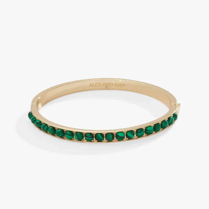 women's bracelets romantic heart design -Gemstone Hinge Bangle, Reconstituted Malachite