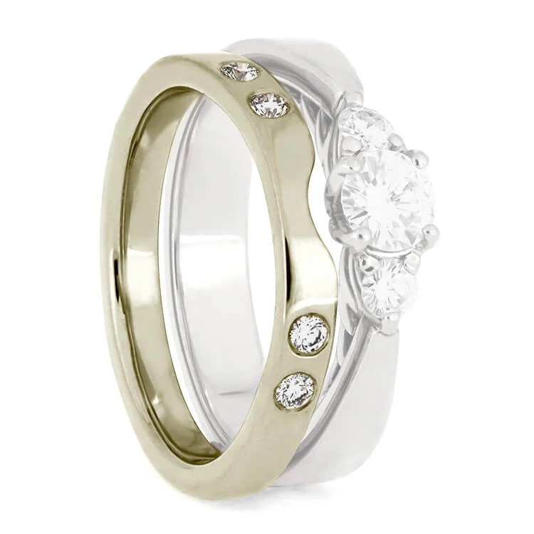 women's engagement rings with wedding band -Moissanite Women's Wedding Band With Curve