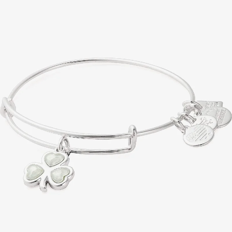 women's bracelets sapphire -Crystal Shamrock Charm Bangle