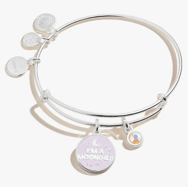 women's bracelets crystal-studded bangle -I'm a Moonchild' Duo Charm Bangle