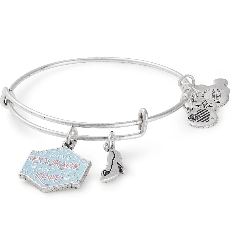 women's bracelets vintage-inspired filigree -Disney® Cinderella 'Have Courage and Be Kind' Duo Charm Bangle