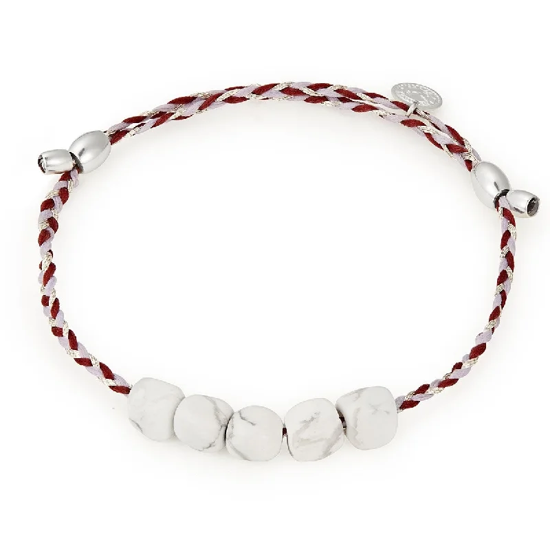 women's bracelets diamond solitaire -Howlite Gemstone Thread Bracelet