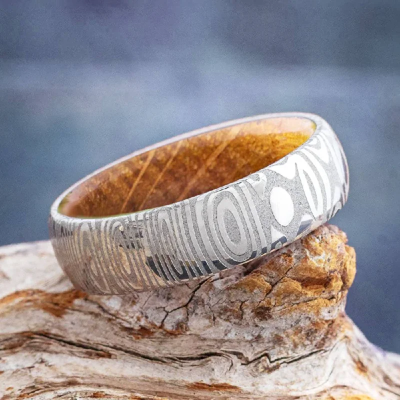 women's engagement rings round brilliant cut -Damascus & Whiskey Barrel Men's Wedding Band