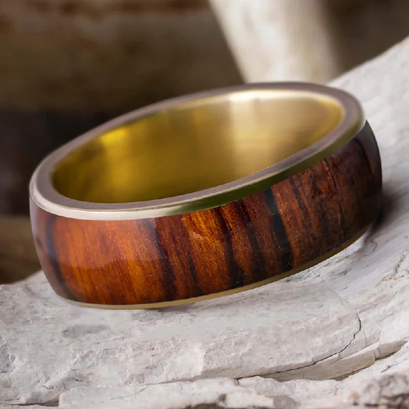 women's engagement rings handcrafted -Exotic Rosewood Wedding Band With Matte Finish