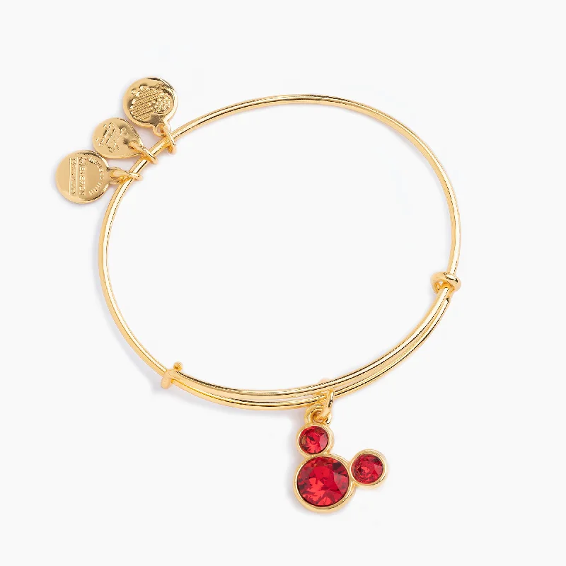 women's bracelets statement gemstone bangle -Disney® Mickey Mouse Charm Bangle, Ruby Crystal