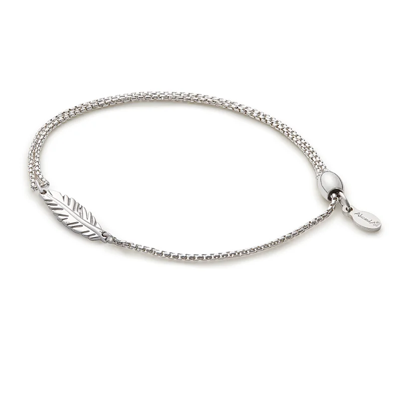 women's bracelets elegant stretch bracelet -Feather Pull Chain Bracelet