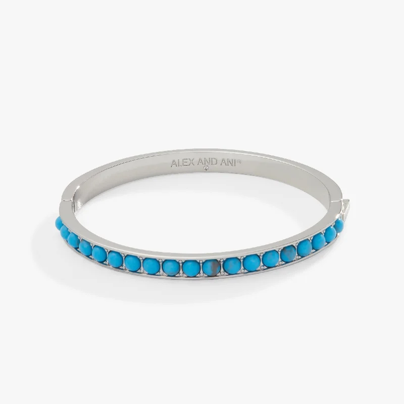 women's bracelets trendy wide cuff -Gemstone Hinge Bangle, Reconstituted Turquoise