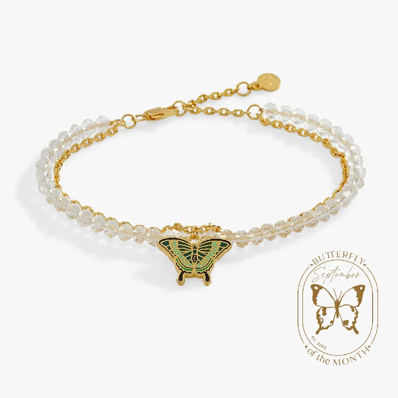 women's bracelets anniversary bracelets -Emerald Swallowtail Butterfly Charm Bracelet