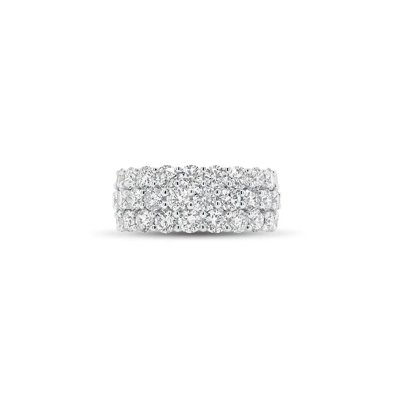 women's engagement rings heart-shaped diamond -Diamond Triple Row Wedding Band