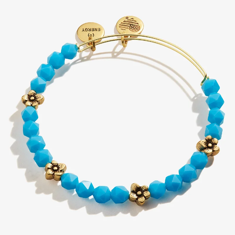 women's bracelets celestial theme -Daisy Beaded Bangle Bracelet, Spring Sky Blue