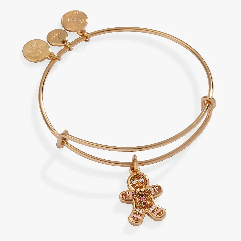 women's bracelets personalized initial charm -Gingerbread Cookie Charm Bangle